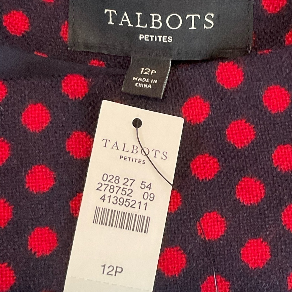 Talbots Navy Red Polka‎ Dot Skirt Sz 12p Petite - Picture 3 of 4